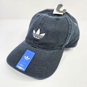 Adidas Originals Relaxed Strapback Dad Hat Black Trefoil NWT